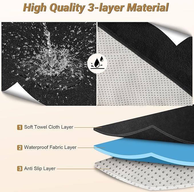 Back Seat Cover for Car SUV Van Trucks | Waterproof Car Seat Towel Cover,Rear Bench Towel Backseat Protector for Dogs Kids, Universal Fit, Non-Slip, Black (55" x 29") - Image 3