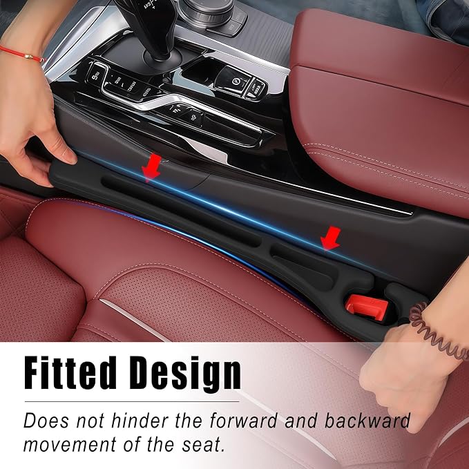 Car Seat Gap Filler Organizer 2 Pack, Anti-Drop Car Seat Gap Filler, Black | Seat Side Console Storage Pocket with Storage Slot, Universal Car Accessories Interior for SUV Truck Between Seat & Console - Image 5