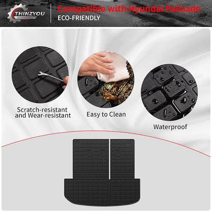 Floor Mats Set for 2020-2025 Hyundai Palisade 7 & 8 Seats | Trunk Mat Cargo Mat Cargo Liner TPE All Weather Back Seat Cover Protector 2024 Palisade Accessories - Image 8