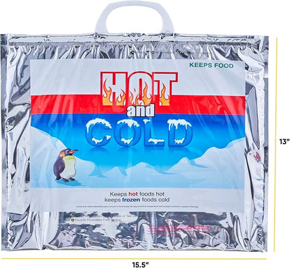 Superio Hot and Cold Insulated Bags for Food Delivery, Grocery Shopping Bags, Food Storage for Hot and Frozen Food for Travel, Disposable Cooler Bag, Reinforced Thermal Lunch Bag (72, 15.5"x13") - Image 2