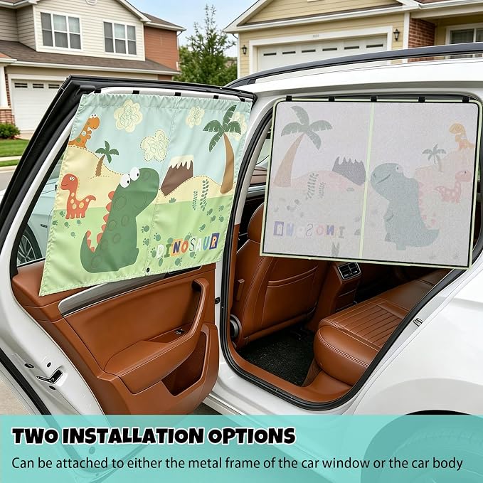 Car Window Shade for Baby, 2 Pack Magnetic Double Layer Car Sun Shade Baby with Cute Patterns, Adjustable Privacy Blackout/See-Through Window Curtains, UV Protection, Fits Most Cars SUV Minivan - Image 7