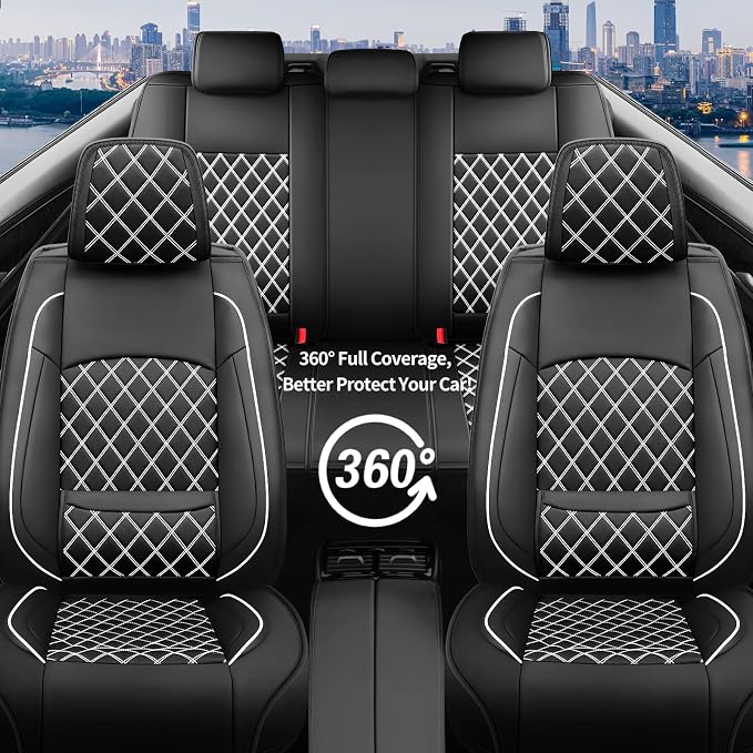 Fit for 4Runner Car Seat Covers Compatible with Toyota 4Runner 2003-2026(Only for 5 Seats Version) - Waterproof Leather Seat Cushions Protector, Airbag Compatible, Full Set 5 Seats (Whiteline) - Image 9
