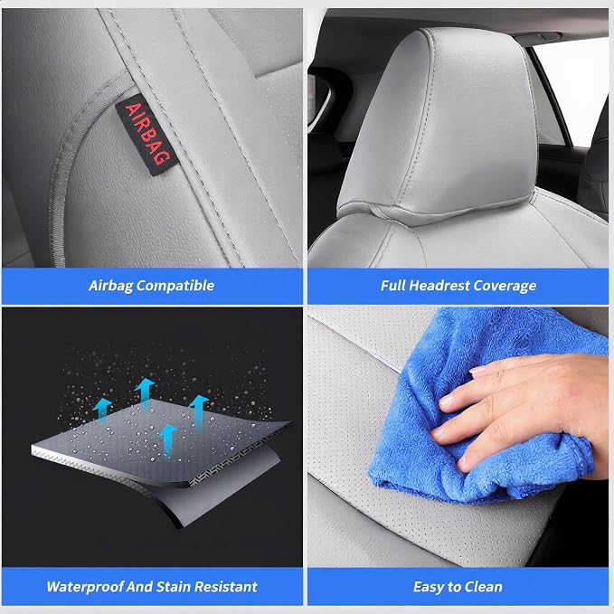 Custom Seat Covers for 2025 Subaru Forester,Rear w/No Armrest,Faux Leather | Full Set Suv Seat Cushion,Easy Installation,Factory Look,Waterproof Car Seat Protector (Grey) - Image 5