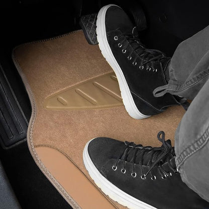 CAR PASS Beige Leather & Waterproof Car Carpet Floor Mats, Universal Car Mats Fit for SUV,Vans,sedans, Trucks,Set of 4pcs Car Carpet with Anti-Slip nibbs Driver Heel Pad (All Beige) - Image 4