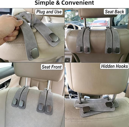 GoldenLife Headrest Hooks for Car, 2 Pack Premium Car Bag Hooks | Secure Heavy-Duty, Elegant & Universal Fit Car Hooks for Purses Handbags Grocery & Backpacks (Grey) - Image 7