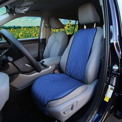 FH Group Car Seat Cushion – Faux Leather Single Front Seat Cover with Front Pockets, Airbag Compatible, Universal Fit Car Seat Cushion for Driver or Passenger Seat, SUV, Truck, Sedan & Van – Blue - Image 3