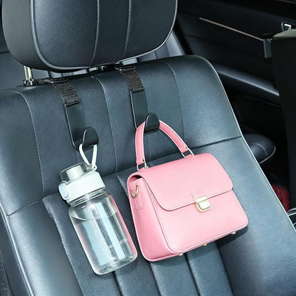 4-Pack Universal Car Headrest Hooks Anti-drop Seat Back Organizer for Bags | Adjustable Nylon Straps, Heavy-Duty Holds 40 lbs, Thickened ABS, Hanger for Handbag Backpack Groceries Water Bottle, Black - Image 3