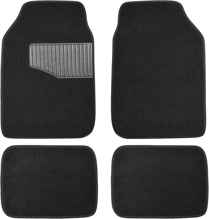 Amazon Basics Universal Fit Anti-Slip Carpet Floor Mats, Full Set for Car, SUV, Van & Truck, 4 count, Black, 25"L x 17.5"W (Front), 13"L x 17.5"W (Rear) by AmazonBasics