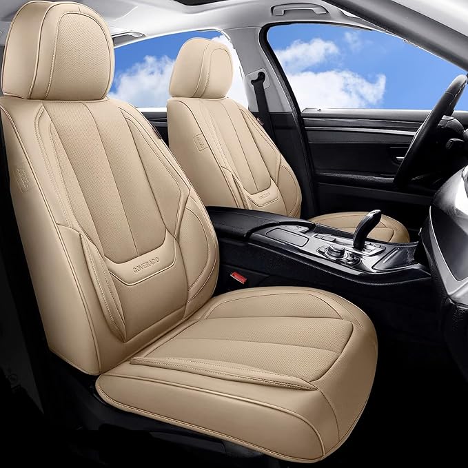 Coverado Car Seat Covers, Seat Covers for Cars, Waterproof Leather Auto Seat Protectors, Leather Car Seat Cushion, Car Interiors Accessories Universal Fit for Most Cars by COVERADOAUTO