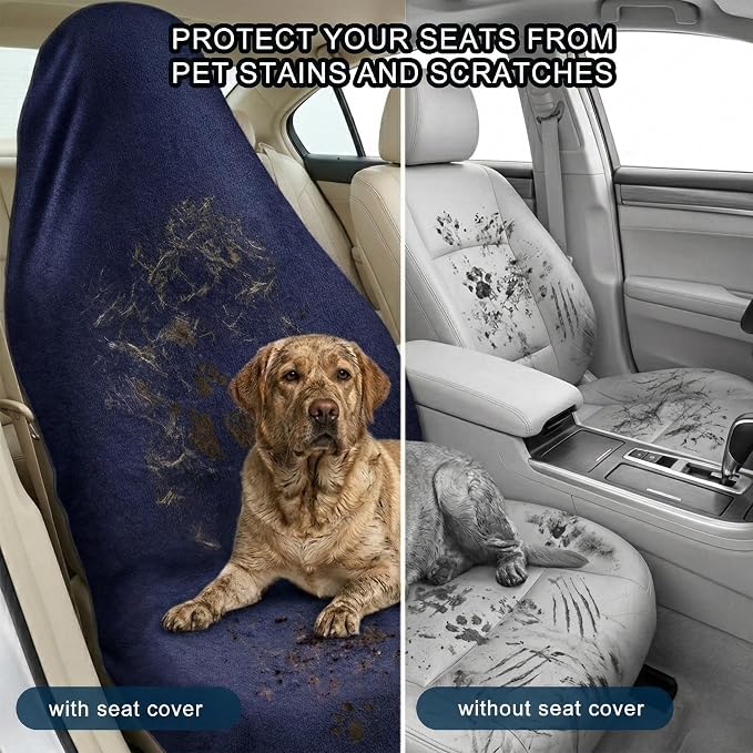 Car Seat Towel Cover, 2pcs Universal Front Seat Protector for Cars, SUVs and Trucks, Sweat Towel Car Seat Cover for Gym, Yoga, Swimming, Pets and Family Travel - Image 3