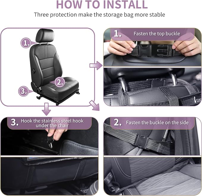 LUCMO Car Backseat Organizer with Touch Screen Tablet Holder, Pink | 2 Pcs,9 Storage Pockets,Clear Tablet Holder,Protectors Kick Mats,Travel Accessories,Seat Cover,Road Trip Essentials - Image 2