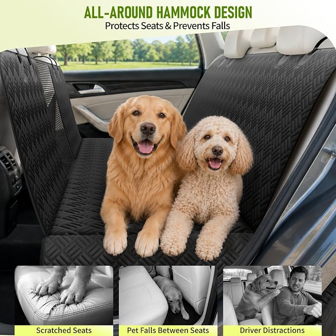 Dog Car Seat Cover for Back Seat, Waterproof 600D Oxford Dog Hammock | for Cars/SUVs/Trucks, Non-Slip Scratch Proof Pet Car Seat Protector with Mesh Window, Easy to Clean & Install, 54 Inch - Image 3