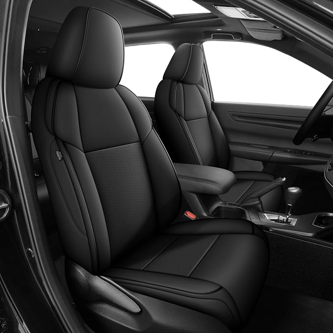 Custom Fit Seat Covers for Toyota RAV4 2013-2018 | Limited XLE SE Platinum Adventure (Not for LE and Hybrid) Full Set Faux LeatherAirbag Compatible Waterproof Black by AOMSAZTO