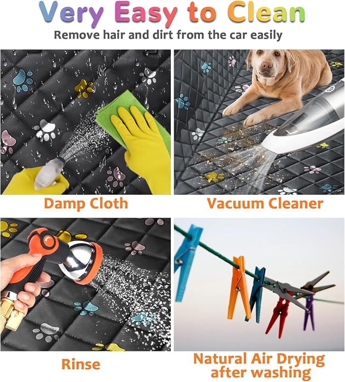 URPOWER Dog Car Seat Cover for Back Seat, Waterproof Hammock for Car & SUV | 600D Oxford, Side Flaps with Zippers, Scratch Resistant, Non-Slip, Easy Install, Machine Washable, Dog Seat Belt Included - Image 7