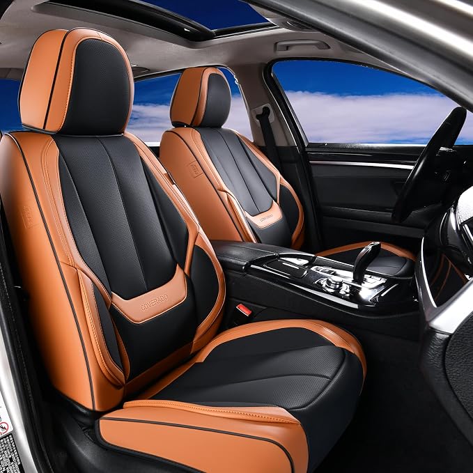 Coverado Car Seat Covers, Seat Covers for Cars, Waterproof Leather Auto Seat Protectors, Leather Car Seat Cushion, Car Interiors Accessories Universal Fit for Most Cars by COVERADOAUTO