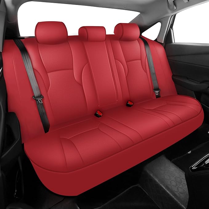 AOMSAZTO Custom Fit Seat Covers for Honda Accord 2023 2024 2025 2026 LX | (Rear Row W/Solid Backrest)Full Set Waterproof Airbag Compatible Faux Leather Seat Protector Red - Image 2