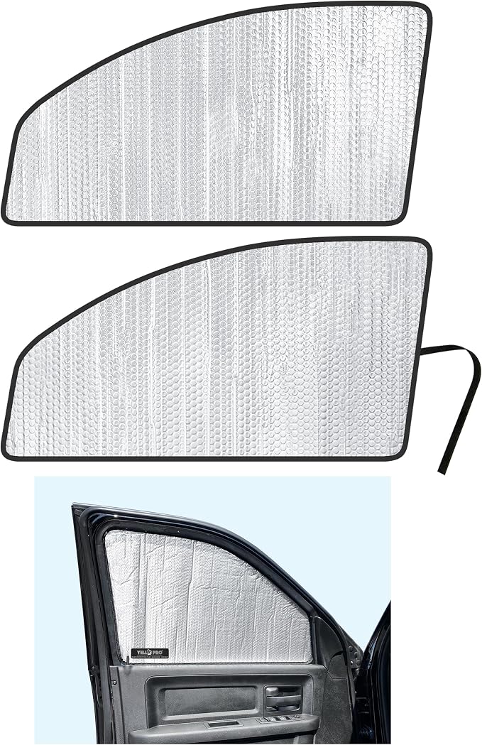 YelloPro Side Window Front Seat Sunshade Custom Fit for 2010-2019 2020 2021 2022 2023 2024 2025 2026 Dodge RAM 2500 3500 - Quad Cab, Crew Cab, Mega Cab - 4Dr 4Door (2PCS) by YelloProAutomotive