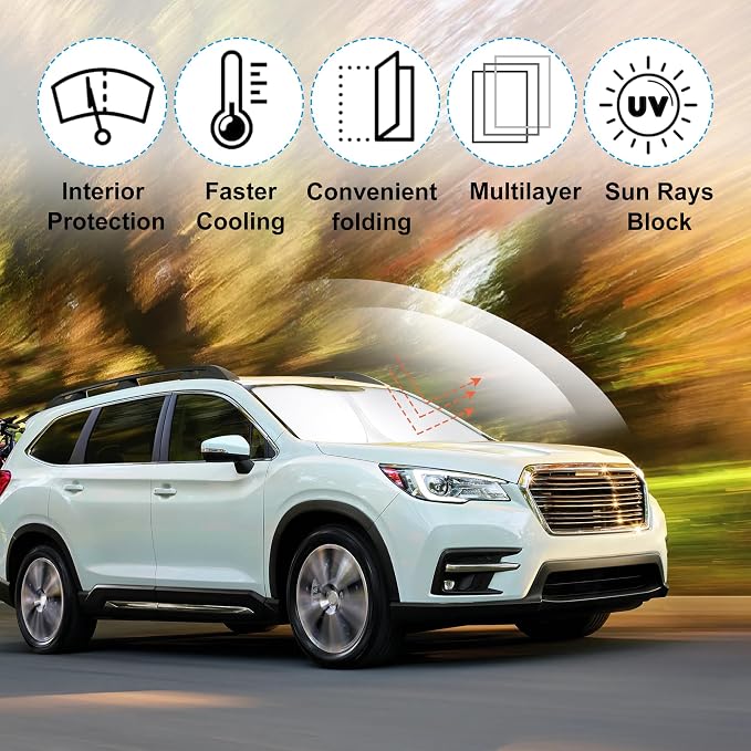 Front Windshield Sun Shade Foldable Car Front Window Sun Shade Windshield Shade Custom Fit for 2019-2025 2026 Su-baru Ascent Block UV Rays Accessories Heat Keep Cooler - Image 3