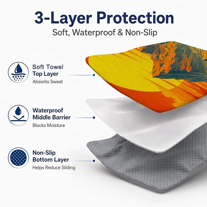 Car Seat Towel Cover for Front Seats, 1Pc Sweat Absorbent Car Seat Protector with Non-Slip Backing, Waterproof Towel Car Seat Covers for Runners, Gym, Swimming, Beach, Pets, Mountain Sunset - Image 3