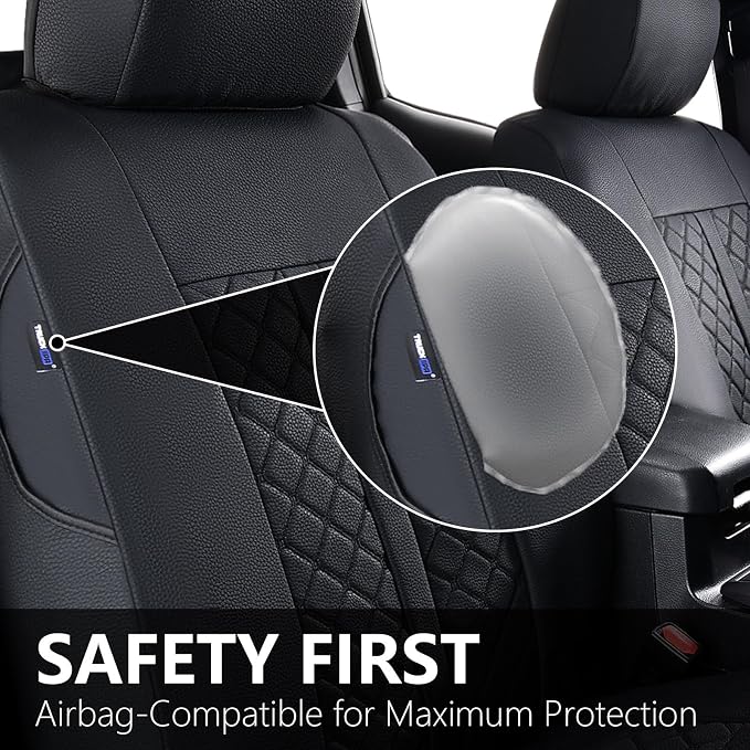 Truckiipa Tacoma Truck Seat Covers Full Set Leather Waterproof Seat Covers Fit for 2005-2015 Toyota Tacoma Double Crew Cab, Full Set, Black - Image 8