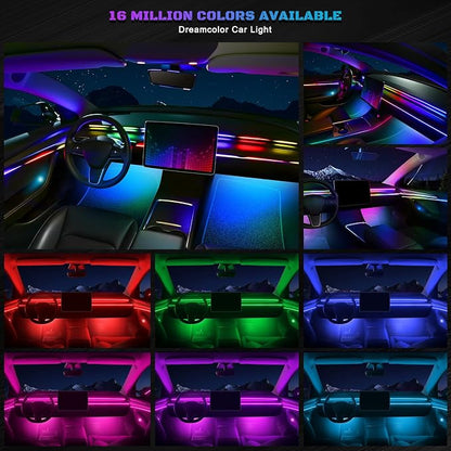 Dreamcolor Acrylic Interior Car LED Strip Light with Wireless APP, RGB 14 in 1 with 175 inches 593 Neon Car Ambient Lighting Kits, Dual Zone Music Sync LEDs Fiber Optic Strip Neon Lights for Car - Image 3