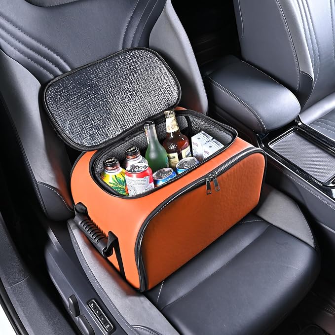 Foldable Car Insulated Storage Box, Portable Thermal Cooler Bag with Double Zipper & Sturdy Handle, Multi‑Purpose Car Seat Trunk Organizer for Drinks Snacks, Outdoor Picnic Camping Road Trips by SunshineSkyAutoProducts