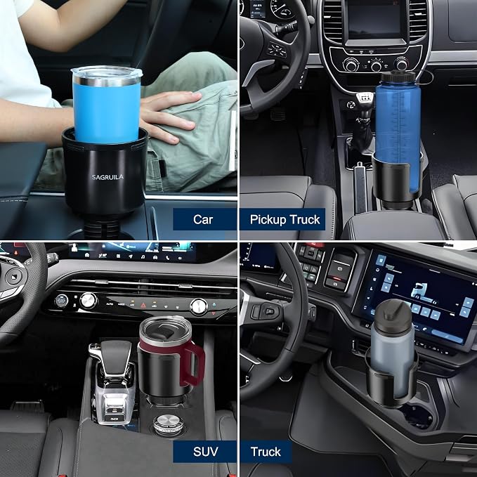 Quick-Install Car Cup Holder Expander, Space-Saving Cup Holder for Car with Offset Design, Non-Slip Large Water Bottle Holder Expander, Compatible with Owala, Stanley, Yeti Cups (24oz to 64oz) - Image 4