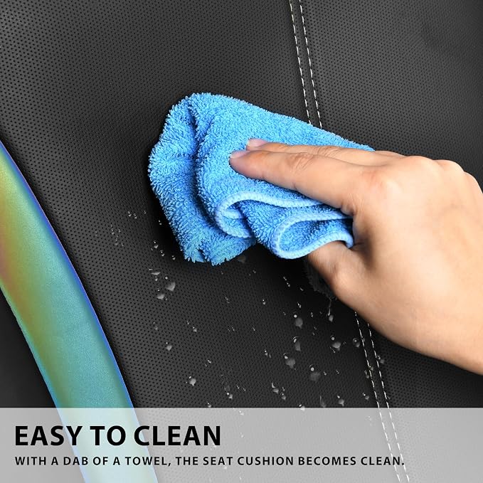 CAR PASS Back Seat Covers, Nappa Leather Rear Seat Bench Cushion Waterproof Breathable Back Row Protector Universal Fit for Car Sedan SUV Pickup Truck, Back Rear Black Chameleon Iridescent Reflective - Image 6