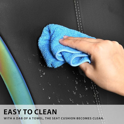 CAR PASS Back Seat Covers, Nappa Leather Rear Seat Bench Cushion Waterproof Breathable Back Row Protector Universal Fit for Car Sedan SUV Pickup Truck, Back Rear Black Chameleon Iridescent Reflective - Image 6