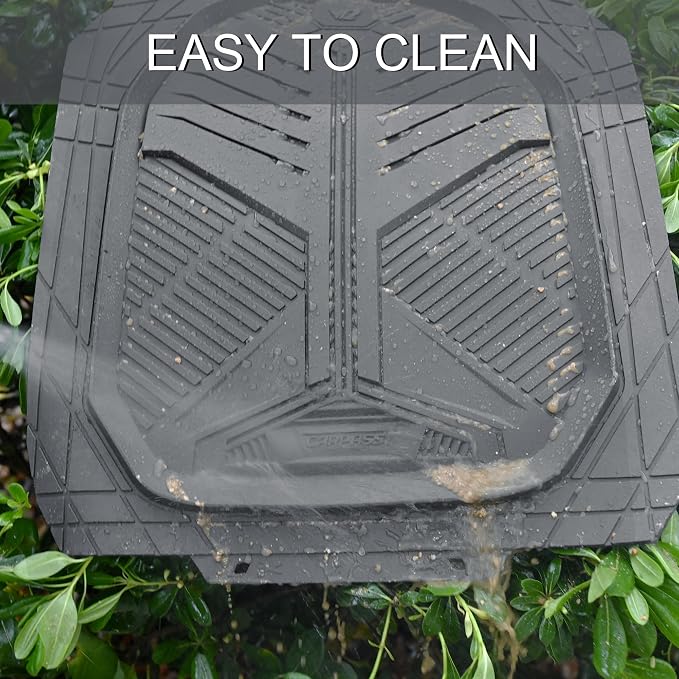 CAR PASS Heavy Duty Rubber Car Mats, Deepdish All Weather Floor Mats for Car Full Set, Universal Automotive Mats Trim to Fit for Sedans SUVs Trucks, Waterproof Anti-Slip Deep Tray 3 Pieces Dark Gray - Image 7