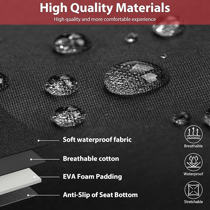 CAR PASS Neoprene Wetsuit Seat Covers, Waterproof Car Seat Covers Full Sets with 5mm Composite EVA, Universal Fit for Car,Sedan, SUV TrucksAnti Slip, Airbag Compatible(Black Red - Image 5