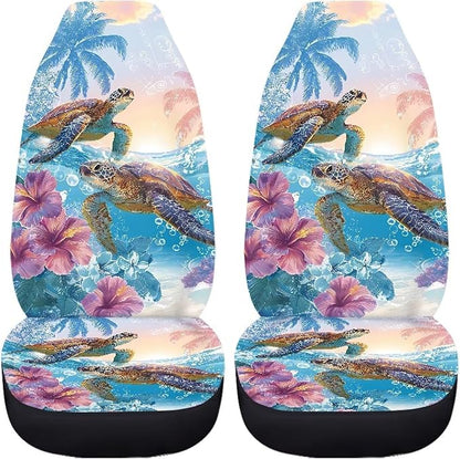 Sea Turtle Car Front Seat Covers 2 Pcs Anti-Slip Hawaiian Car Seat Cover Protector Front Seats Comfortable Protection Interior Accessories Suitable for Most Cars,SUV,Sedan - Image 2