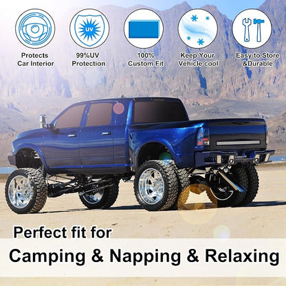 TINGLU Window Shades for Dodge RAM 2500 3500 2010-2026 Accessories Car Side Full Windows Rear Windshield Sun Shade Sun UV Rays & Privacy Protection for Camping,Napping&Relaxing 6PCS - Image 6