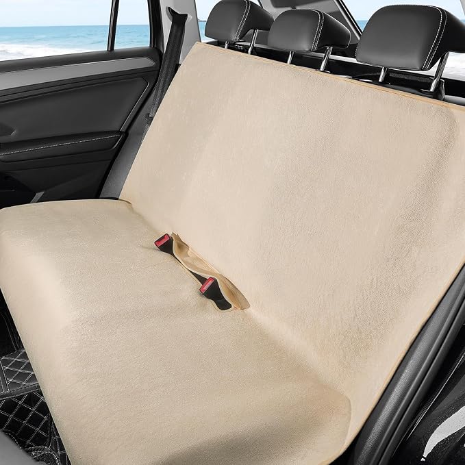 Waterproof Car Seat Cover Full Sets Interior Sets Universal Fits Car Sweat Towel for Trucks SUV Van Car Seat Protector Beige Protector Cloth Seats Pack of 3 - Image 3