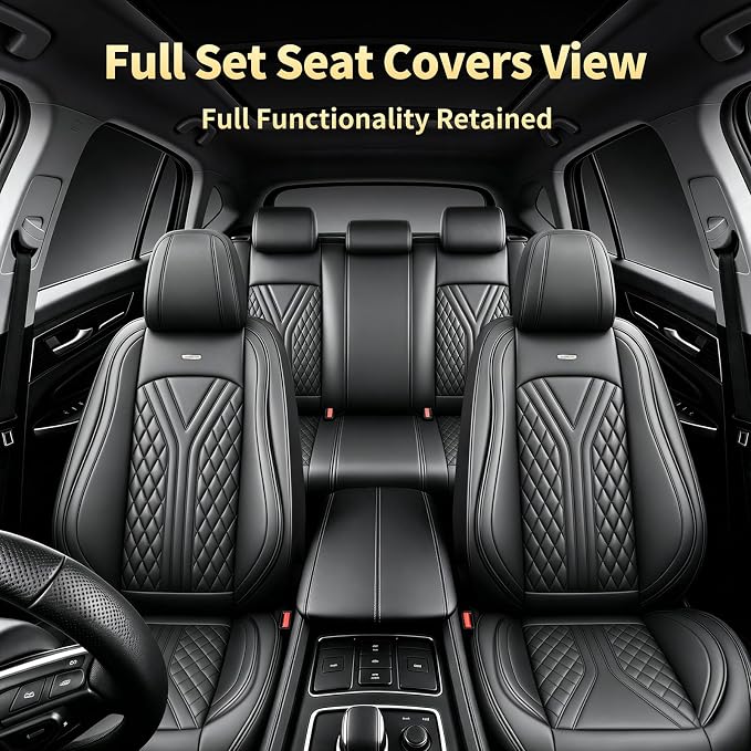 for Subaru Crosstrek 2016-2026 Car Seat Covers, Full Set, Black | Luxury Full Coverage Leather Seat Protectors, Waterproof Breathable, Non-Slip, Easy to Install, Airbag Compatible, All-Season - Image 3