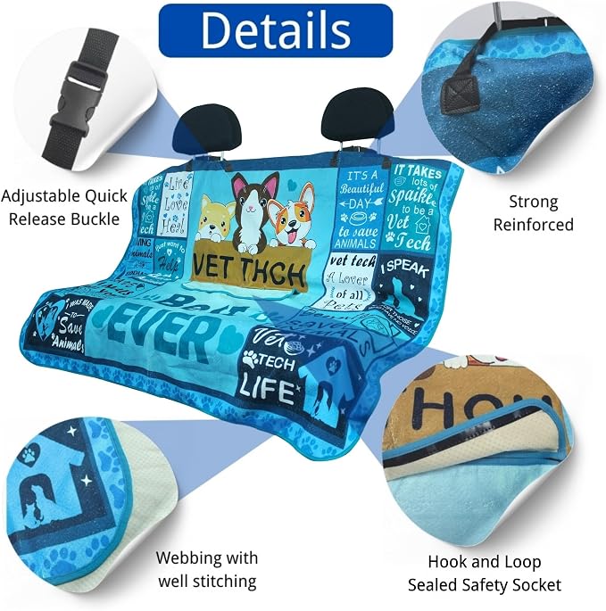 Waterproof Back Seat Cover for Dogs and Kids, Car Seat Protector Under Baby Car Seat, Child and Dog Car Seat Cover Blanket for Rear Bench(Vet Tech Gift, Rear Bench Seat Towel) - Image 8