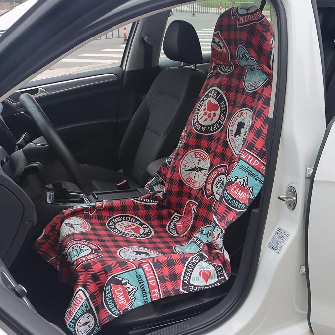 Car Seat Towel Covers Front Seats for Yoga,Gym,Workout,Sports,Running and Camping,Automotive Cute Washable Sweat Towels Seat Protector Cover Blanket for Cars Golf Trucks (Red Cowboy, 1Pcs) - Image 3