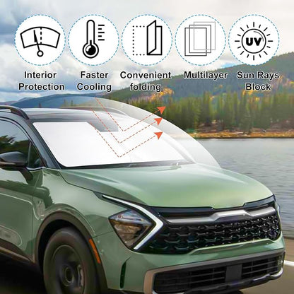 Windshield Sun Shade Sunshade for 2023-2025 2026 Kia Sportage | Full covered for windshield, Foldable & Durable, Block UV Rays, Reduce Heat, Easy to install, Keeps Car Cooler - Image 2