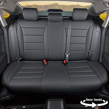 HKZ Custom Fit Civic Seat Cover Full Set for Honda Civic 4 Door Sedan-Only (Sport 2022 2023 2024) & (LX 2022-2026),5-Seats Full Set,Leather Seat Protector(Black) - Image 3