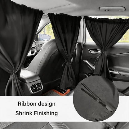 3 Pack Upgraded Car Window Shades Set, 2 Window Sun Shades + 1 Privacy Curtain with Storage Pockets, UV Sun Protection & Privacy Screen (A) - Image 6