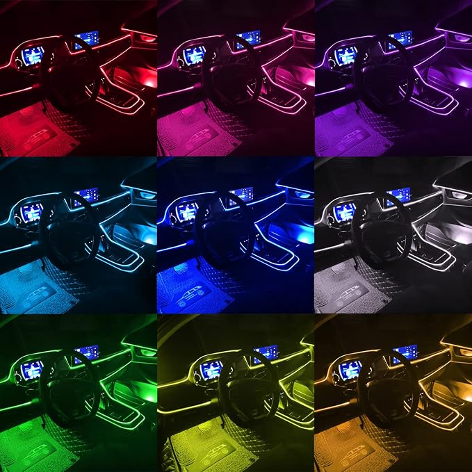 Jushope Car LED Lights, Interior Car Lights with Wireless APP/RF Remote/Button Control, Car Ambient Lighting Kit with 315" Integrated Molding Fiber Optic RGB Sync to Music (6 in 1-USB) - Image 6