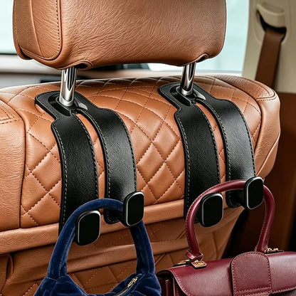 Car Seat Headrest Hooks, 4 Pack Universal Purse Hook for Car, Bag Holder with Double Hooks, Back Seat Storage Organizer for Purses, Handbags, Grocery - Image 2