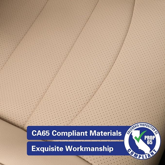 EKR Rav4 Seat Covers Custom Fit for Toyota Rav4 (Hybrid) Woodland/Limited 2026, Leather Car Seat Cover Full Set for SUV,Faux Leather(Beige) - Image 3