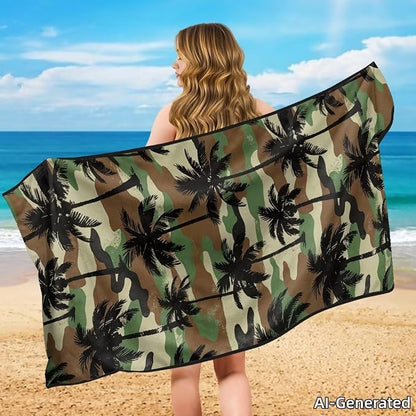 SEANATIVE Sports Towel Seat Covers for Cars - Quick-Dry Sweat Towels for Gym, Hiking & Beach with Anti-Scratch Design (Machine Washable, Universal Fit), Coconut Tree Camouflage Pattern - Image 4
