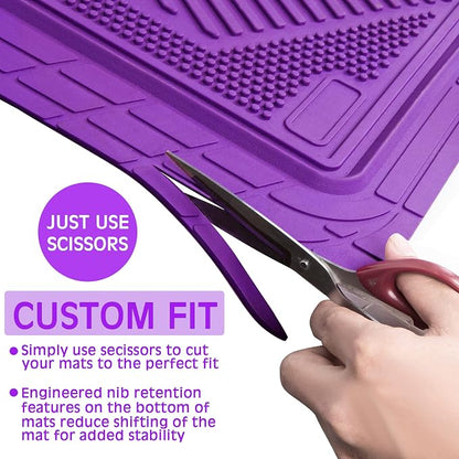 CAR PASS Heavy Duty Rubber Floor Mats Gray Car Mats Full Set with Trunk Cargo Liner - Universal Waterproof Floor Mats for Car SUV Truck, Durable All Weather Automotive Liner Mats (All Purple) - Image 3