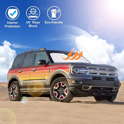Windshield Sun Shade for 2021-2026 Ford Bronco Sport Accessories | Full covered, Foldable & Durable, Block UV Rays, Reduce Heat, Easy to install, Keep Car Cooler - Image 6