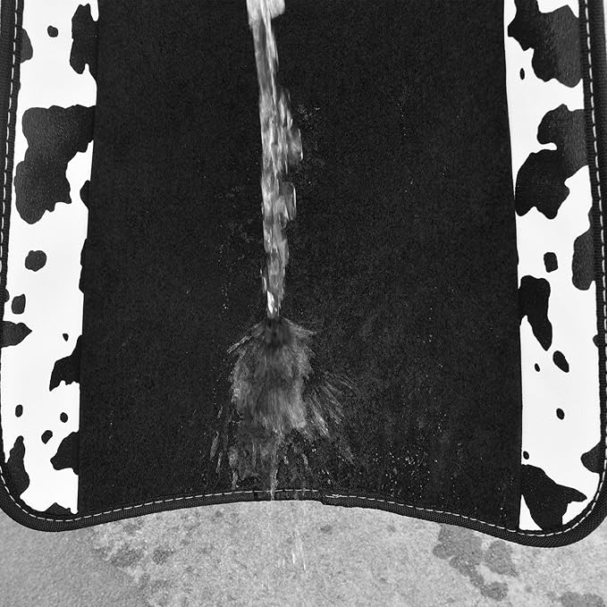 CAR PASS Waterproof Universal 3Pcs Car Floor Mats, Cow Print Car Mats Fit for SUV,Vans,sedans, Trucks,Set of Vehicles Car Carpet with Driver Heel Pad and Nibs Backing, Cute Women Girly (Black White) - Image 6