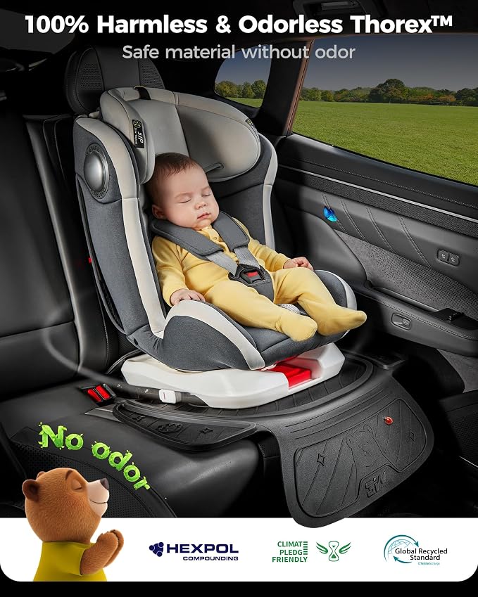 3W Car Seat Protector for Child Car Seat, Applicable to All Models | Bear Baby model, Black, TPE All Weather Heavy Duty Car Accessories, Healthy and safe - Image 7