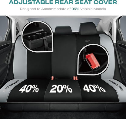 Skechers Car Seat Covers,GOGA Mat Oxford Cloth Seat Covers,Waterproof Car Seat Covers Full Sets,Automotive Universal Fit Seat Cover for Most Cars, Suvs, Trucks,Gray - Image 3