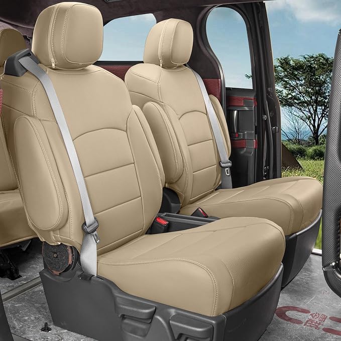 coverdream Odyssey Car Seat Covers Custom Fit for 2004-2010 Honda Odyssey,2nd-Row Captain Seat,Fully Covered,Luxury Waterproof Faux Leather Car Seat Protector(Beige) - Image 7
